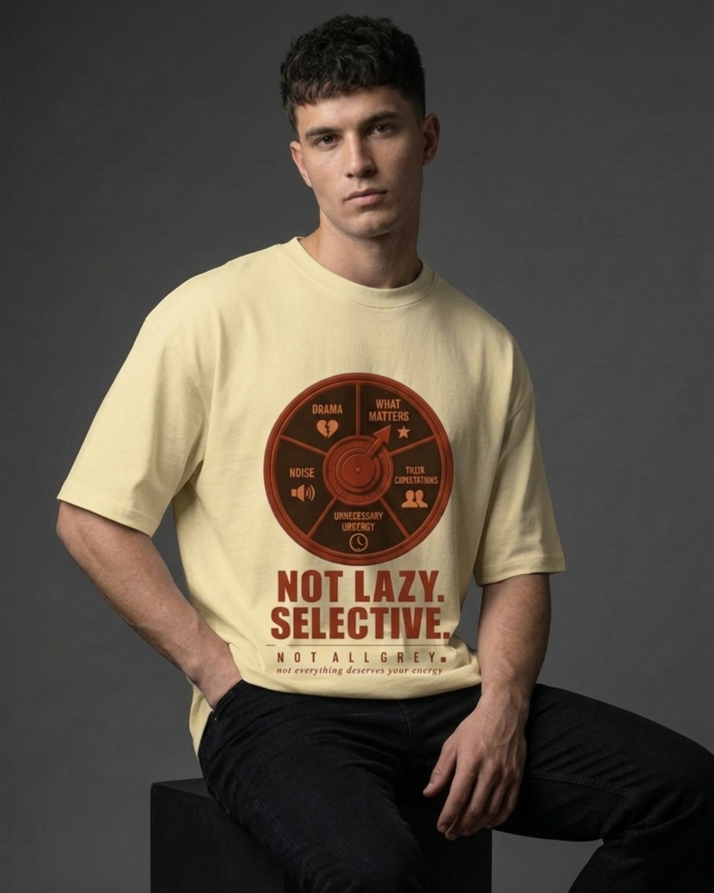 Not Lazy. But Selective. — Oversized Tee