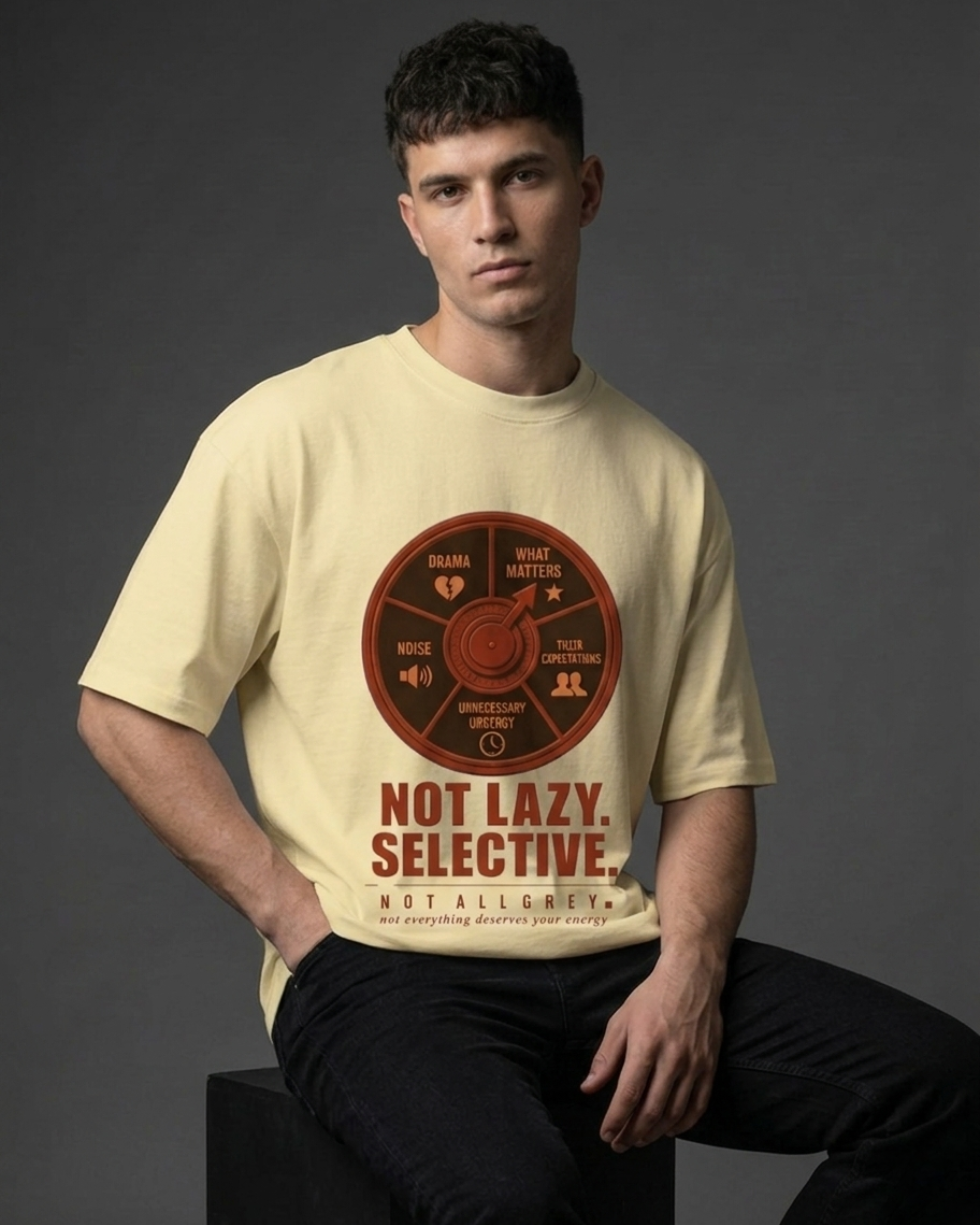 Not Lazy. But Selective. — Oversized Tee